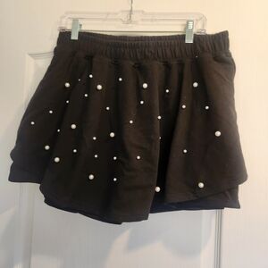 Blakeley Designs Elegant Black Pearl-Embellished Women's Skort Size 1XL BNWT